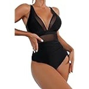 Sexy Mesh Tummy Control Full Coveragel One Piece Bathing Suit for Women